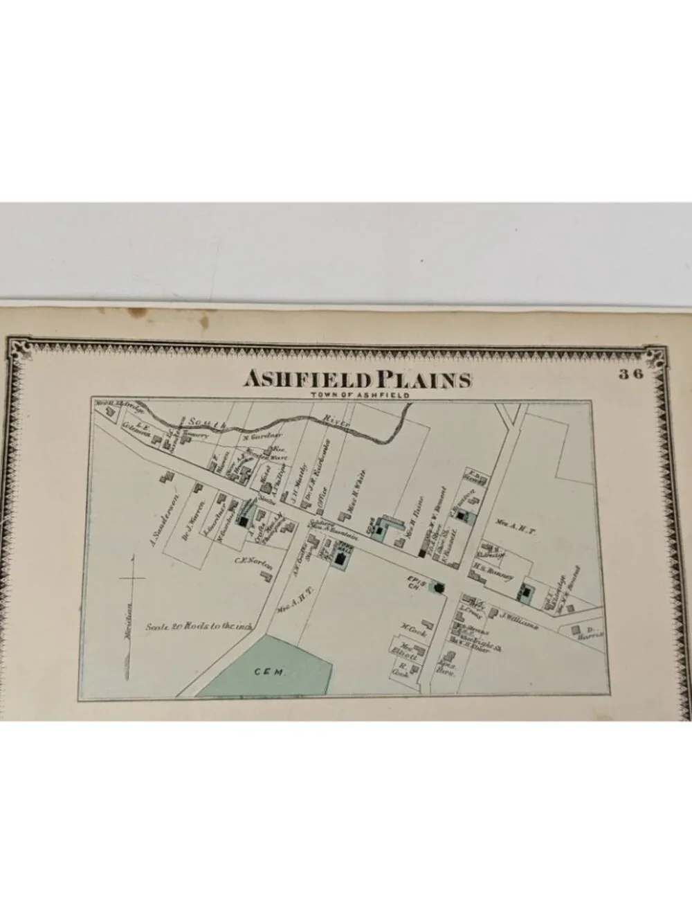 Antique 1871 Ashfield, MA Orange, MA Map Atlas Frederick W. Beers
